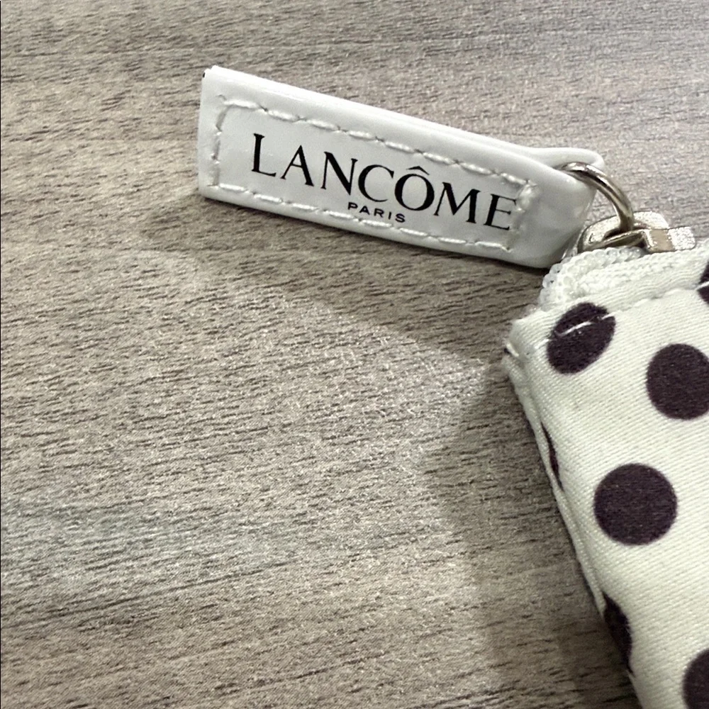 Lancome Cream and Brown Polka Dot Pouch Makeup Bag (M1)